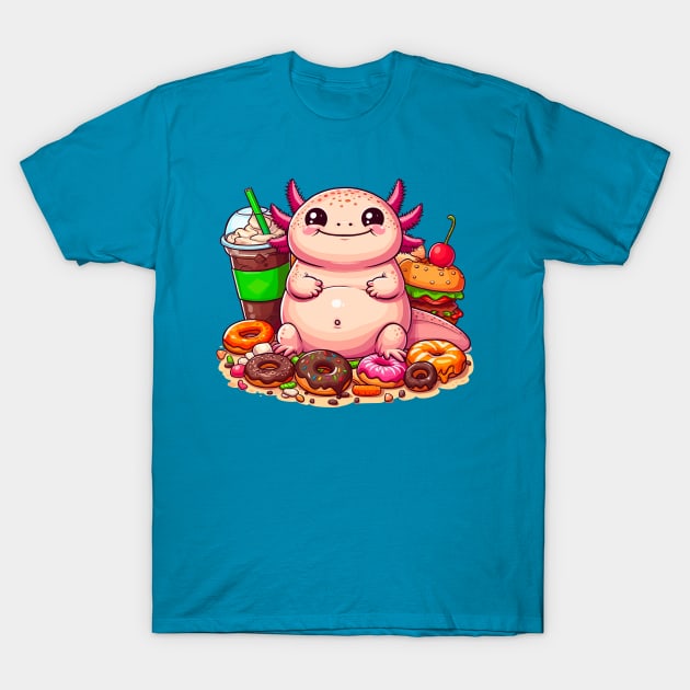 Snacks + Axolotl = Snaxolotl T-Shirt by Ghost on Toast